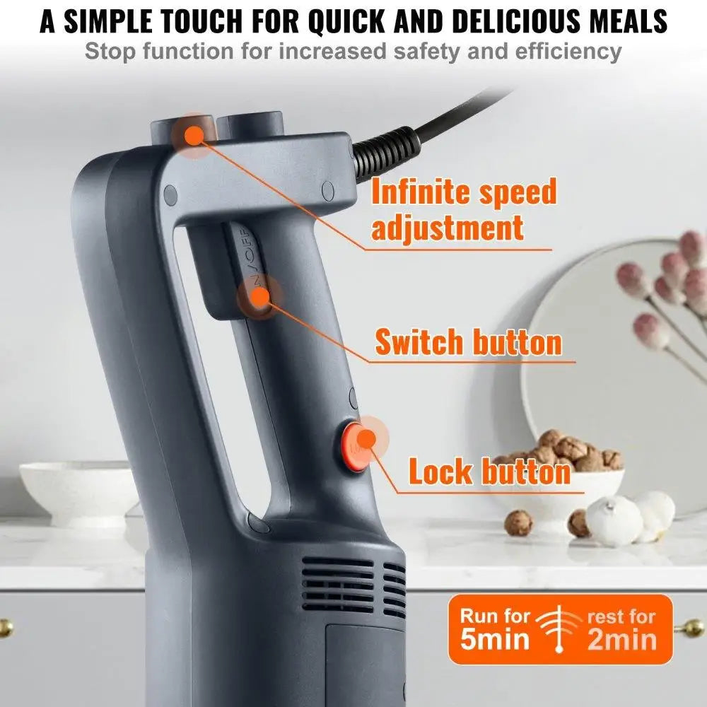 Durable Hand Blender with Stainless Steel Blade for Smoothies
