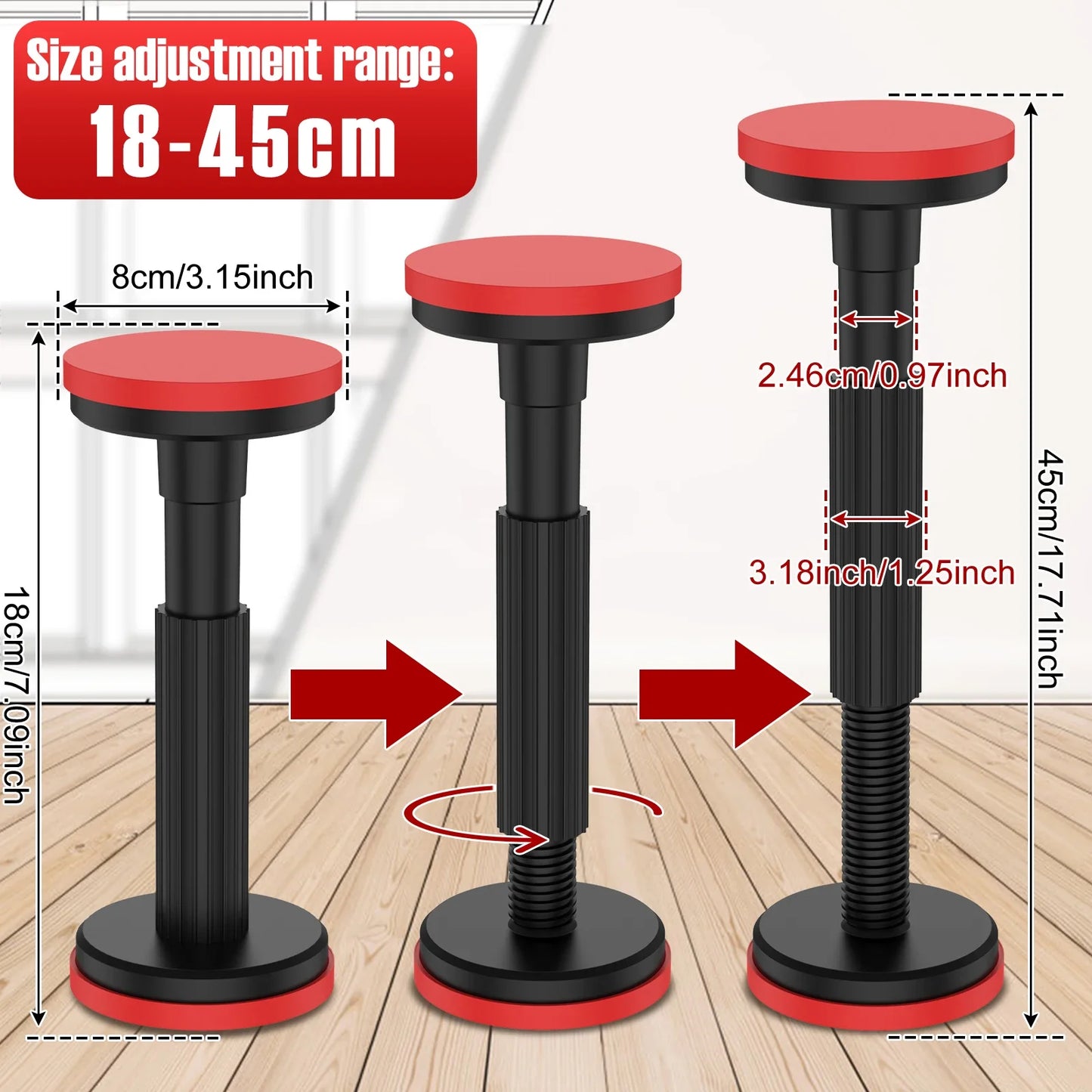 Telescopic Cabinet Support Rod 2 Pack Nylon Bracket
