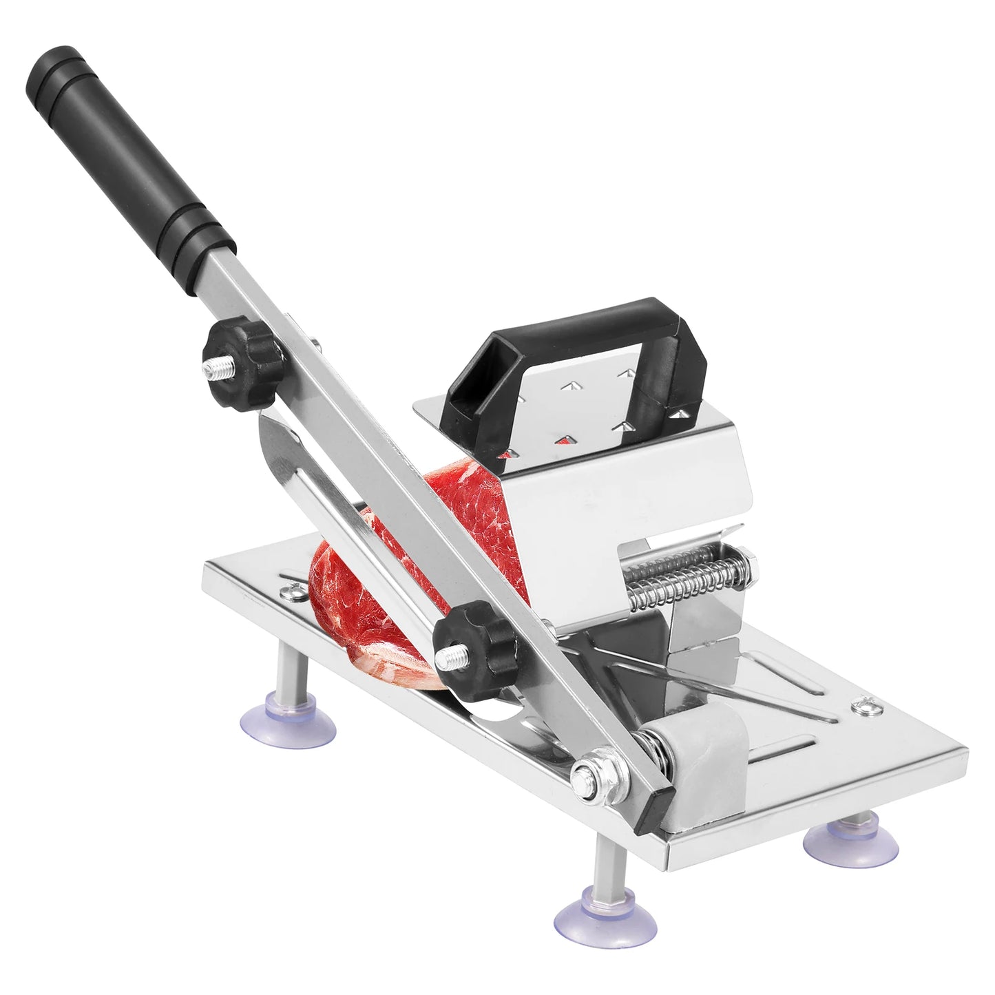 Stainless Steel Meat Slicer with Adjustable Thickness and Suction Cups