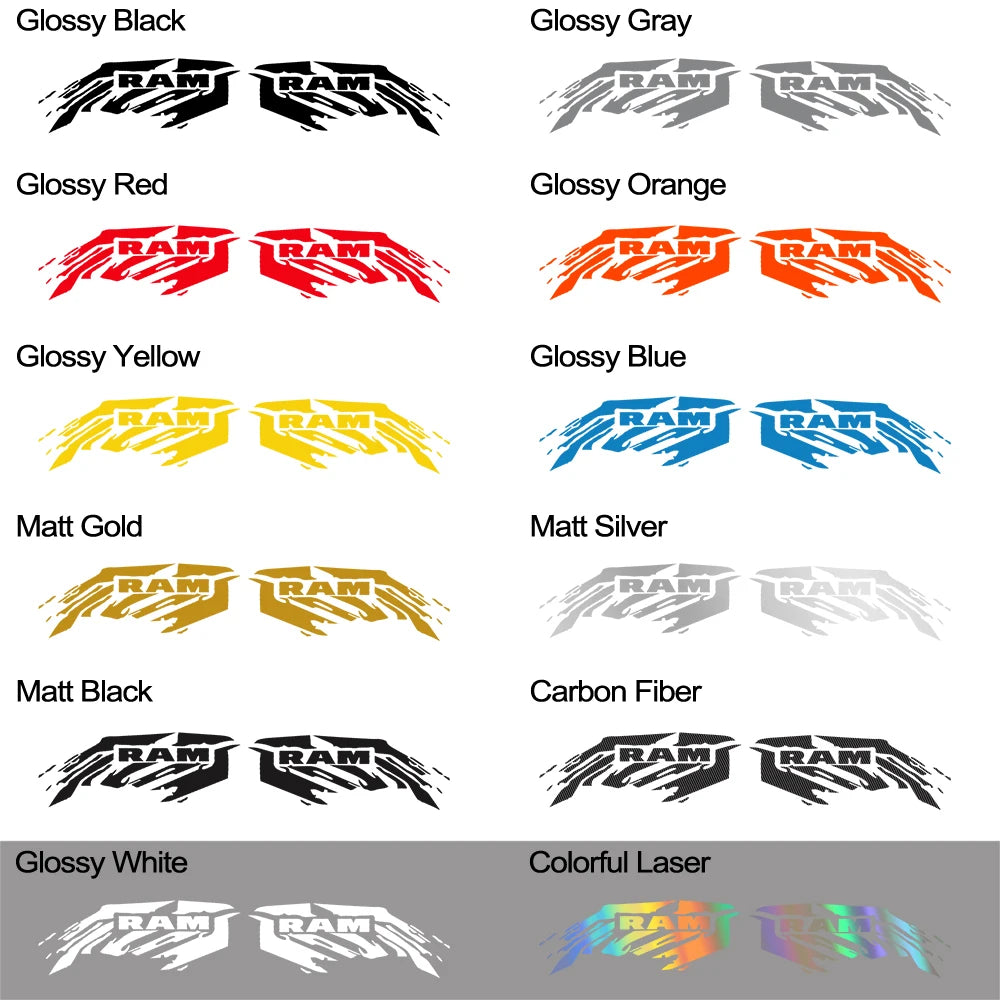 2Pcs Pickup Splash Stripes Bed Stickers For Dodge RAM Hemi 1500 2500 3500 Rebel Vinyl Cover Decals