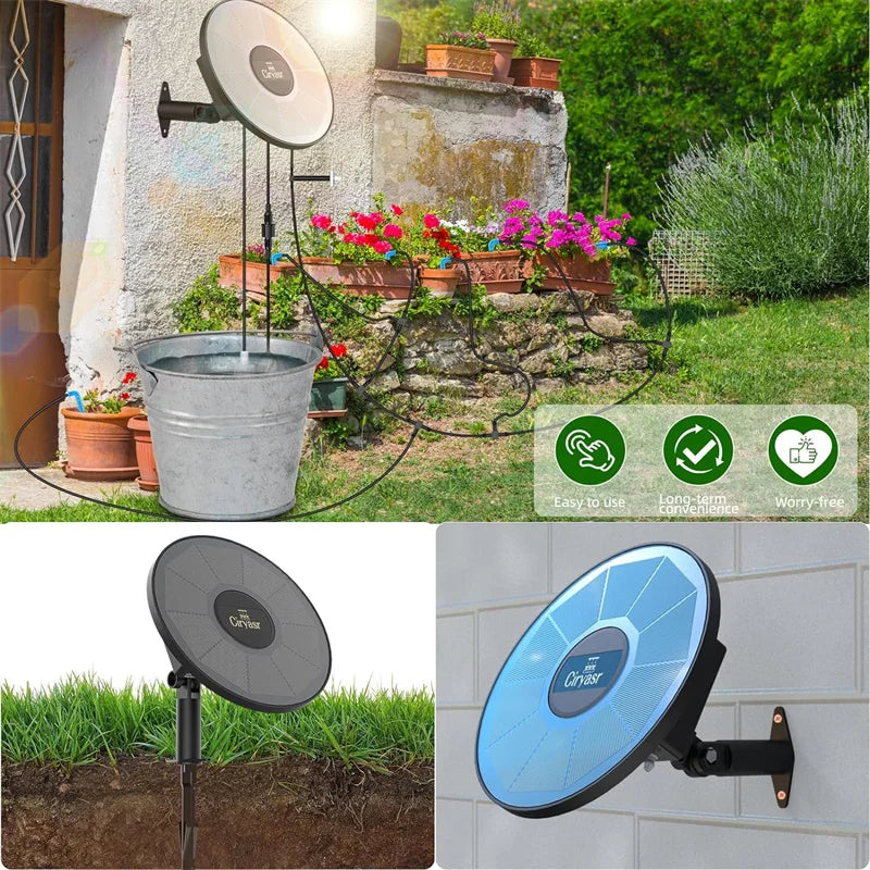Solar Drip Irrigation System Automatic Watering System with 2200mAh Battery and 6 Timer Modes for Potted Plants