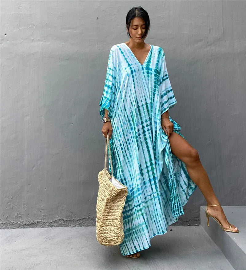 Plus Size Women Beach Coverup Casual Kaftan Swimwear Dress