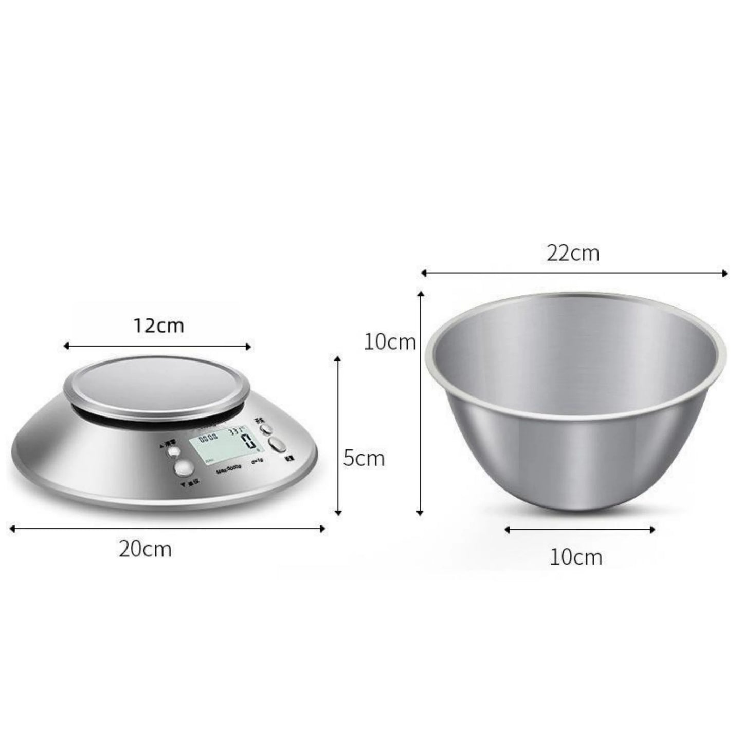 Stainless Steel Digital Kitchen Scale with LCD Display