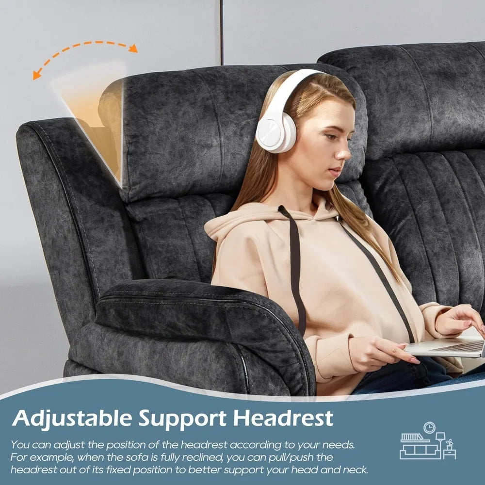 HUANZHUANG Zero Gravity Power Reclining Sofa USB Ports