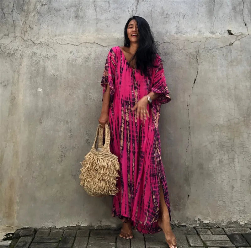 Plus Size Women Beach Coverup Casual Kaftan Swimwear Dress