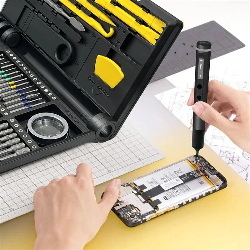 Wireless Rechargeable Screwdriver Set With LED Light Bits