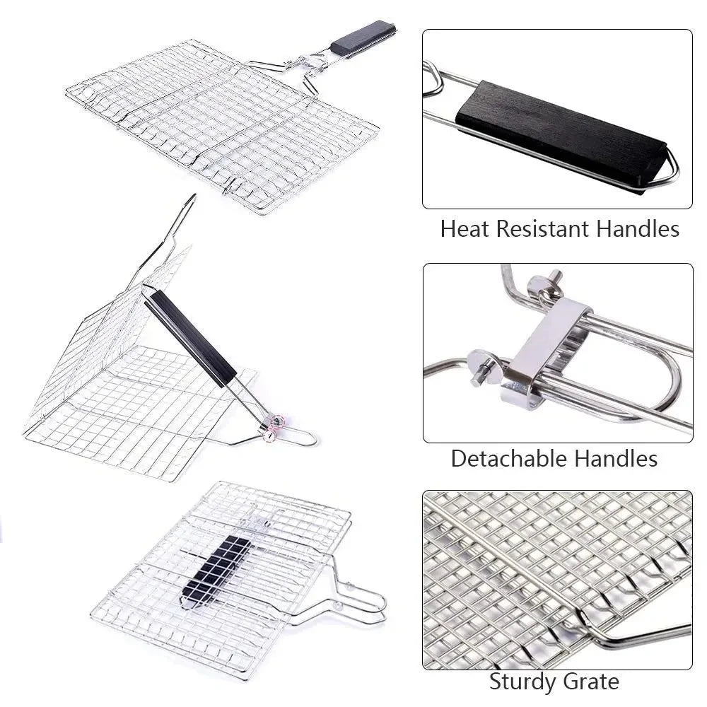 Stainless Steel Non Stick Grilling Basket for BBQ and Vegetables