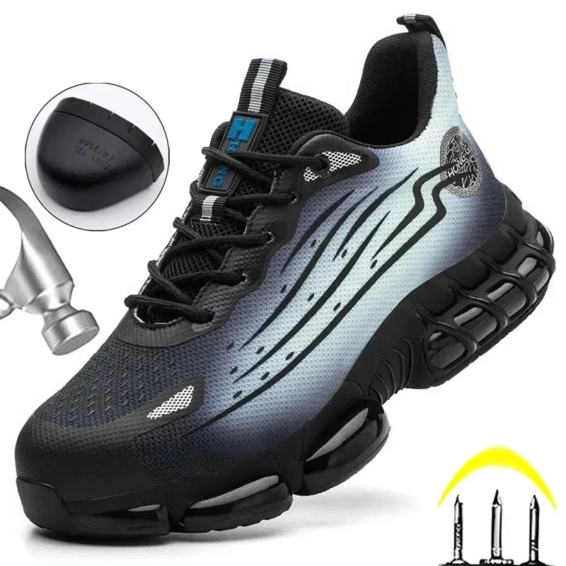 All Seasons Men's Safety Shoes Breathable Steel Toe Cap Impact Proof Puncture Mid Cut Sneakers