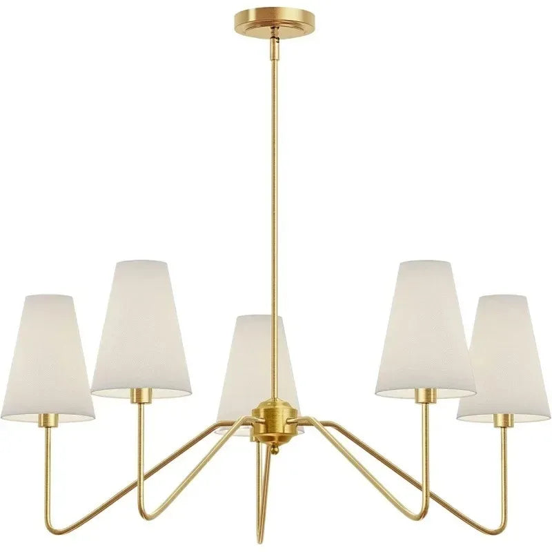 Collins Round Chandelier Fabric Branch Lamp Minimalist French Decorative Pendant Light for Hall Bedroom Study Rustic Hanging Light