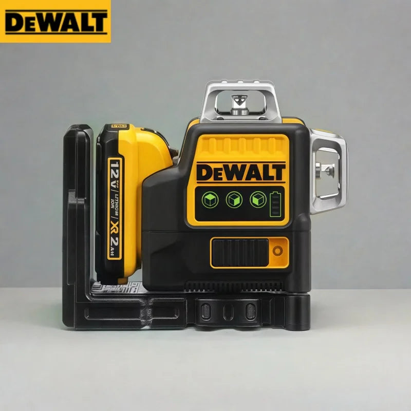 Dewalt DW089LG 3 Sides 360 Degree 12 Lines Laser Level Green Light Meter Outdoor Use 12V Battery