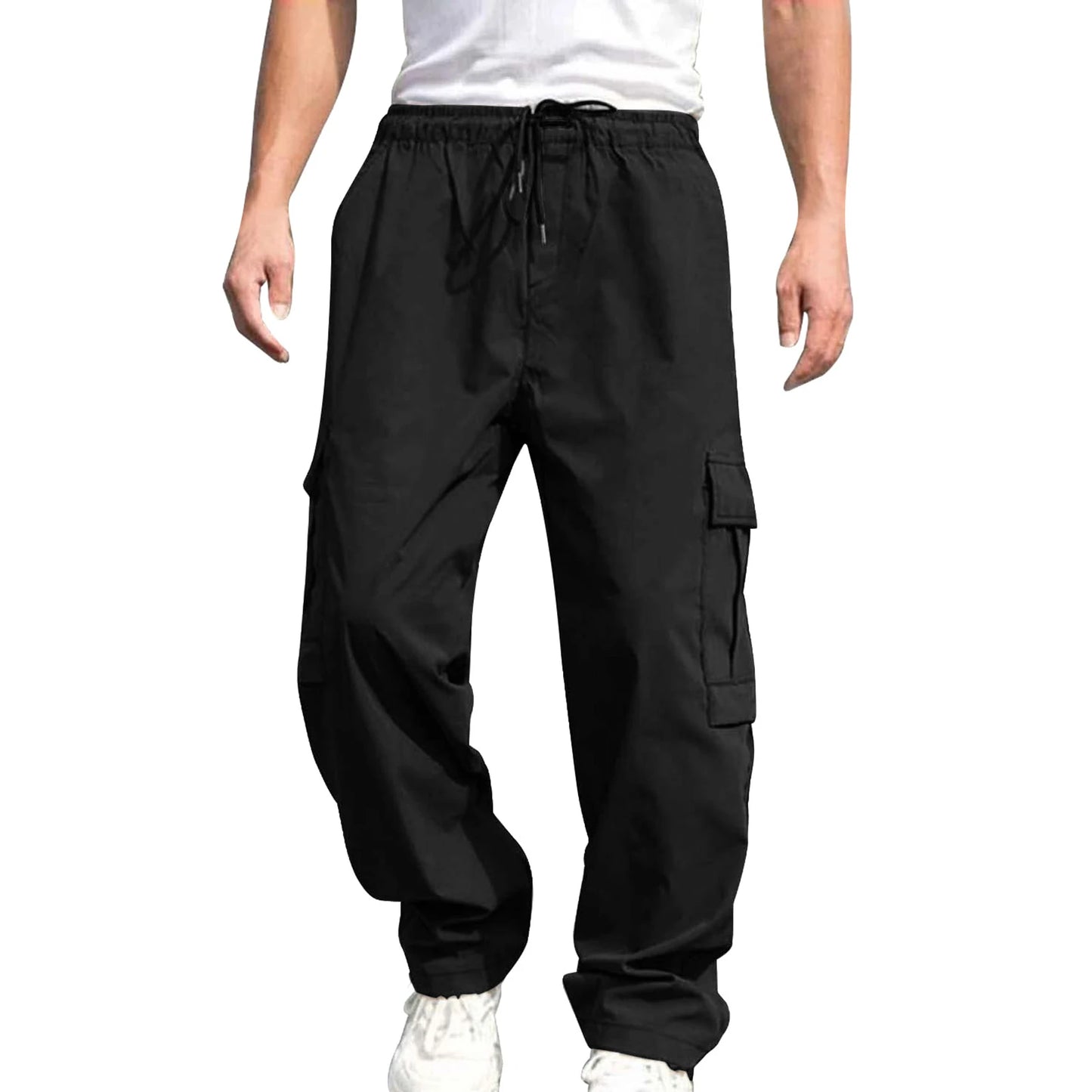 Hirigin Men's Loose Cargo Pants With Pockets Drawstring Waist
