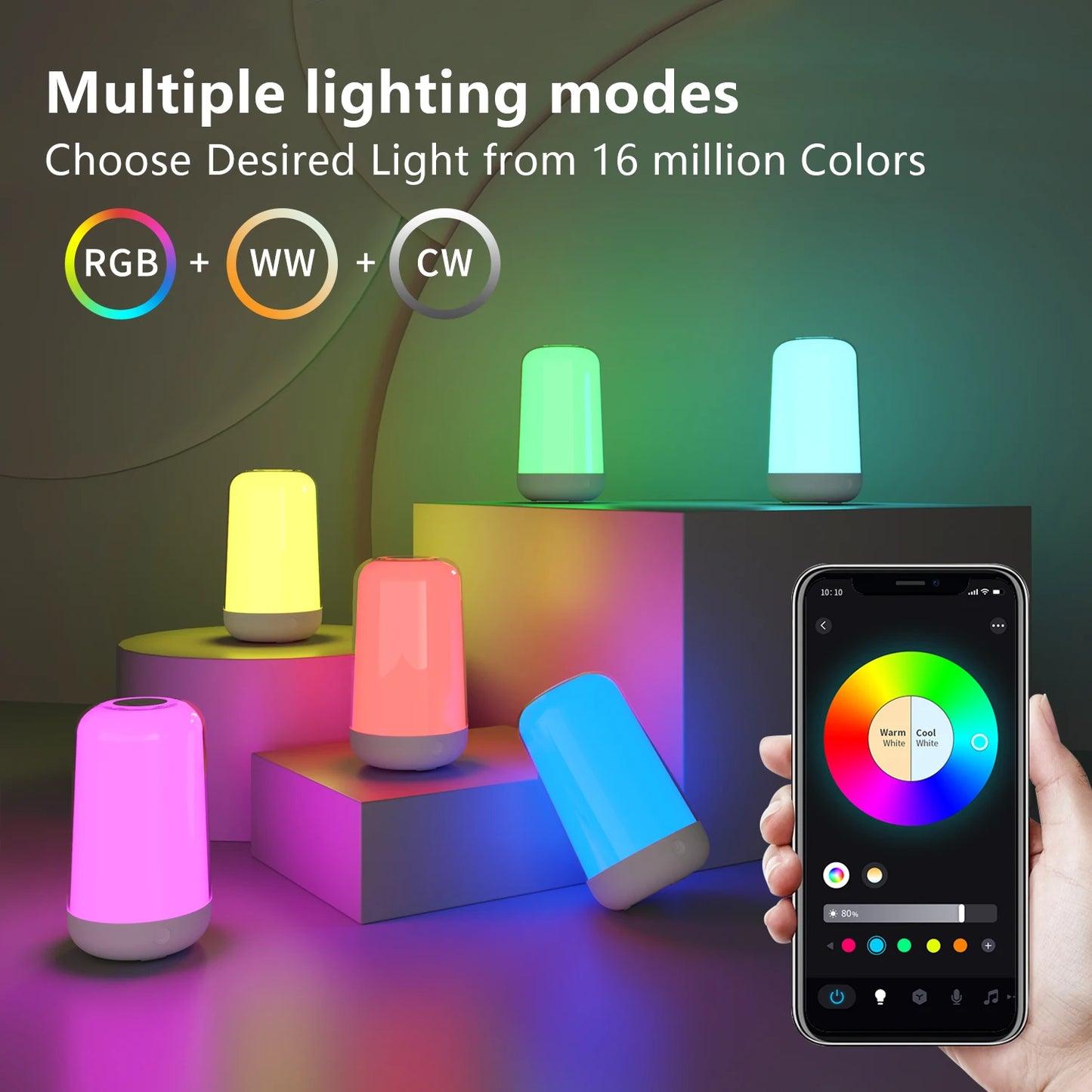 Smart Touch Dimmable RGB Nightstand Lamp for Cozy Ambiance