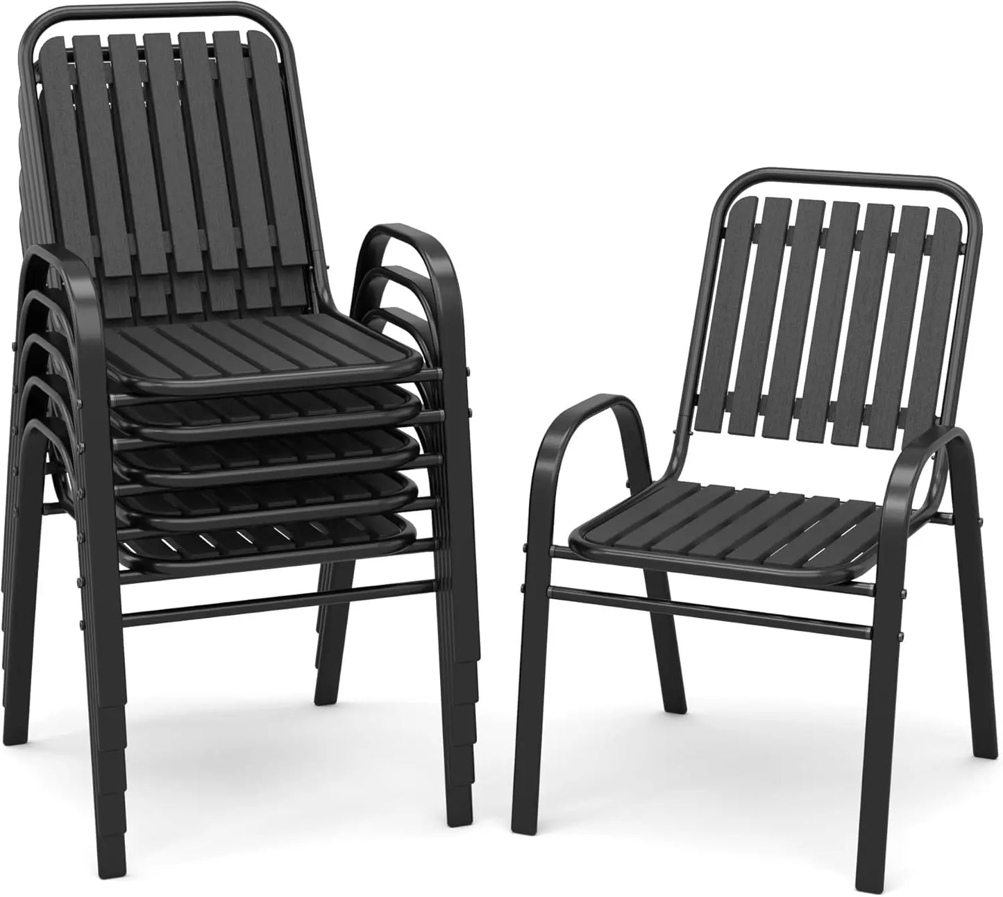 Huanzhuang Outdoor Patio Chairs Set Of 6 Stackable Durable