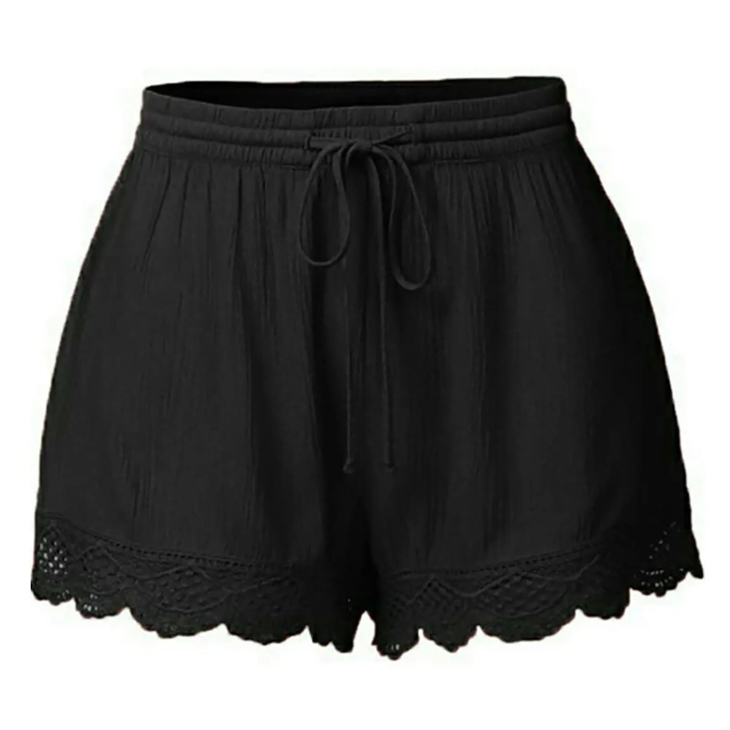 Ruffle Hem Casual Shorts for Women with Drawstring Closure