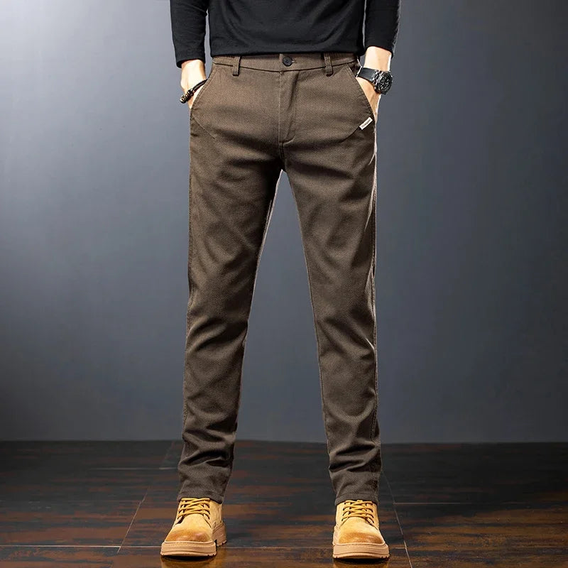 Men's Twill Slim Pants by Fashion Korean