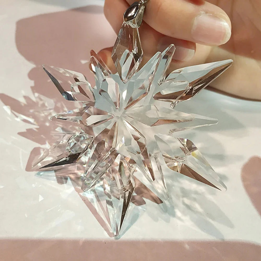 Elegant Snowflake Clear Crystal Car Pendant Ornament for Interiors