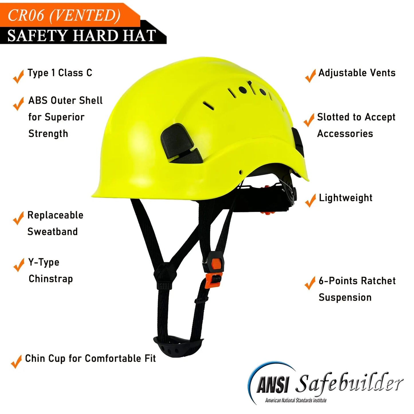 CE Work Safety Hard Hat for Engineers Slotted Ventilated Construction Safety Helmet for Men and Women Adjustable Ratchet