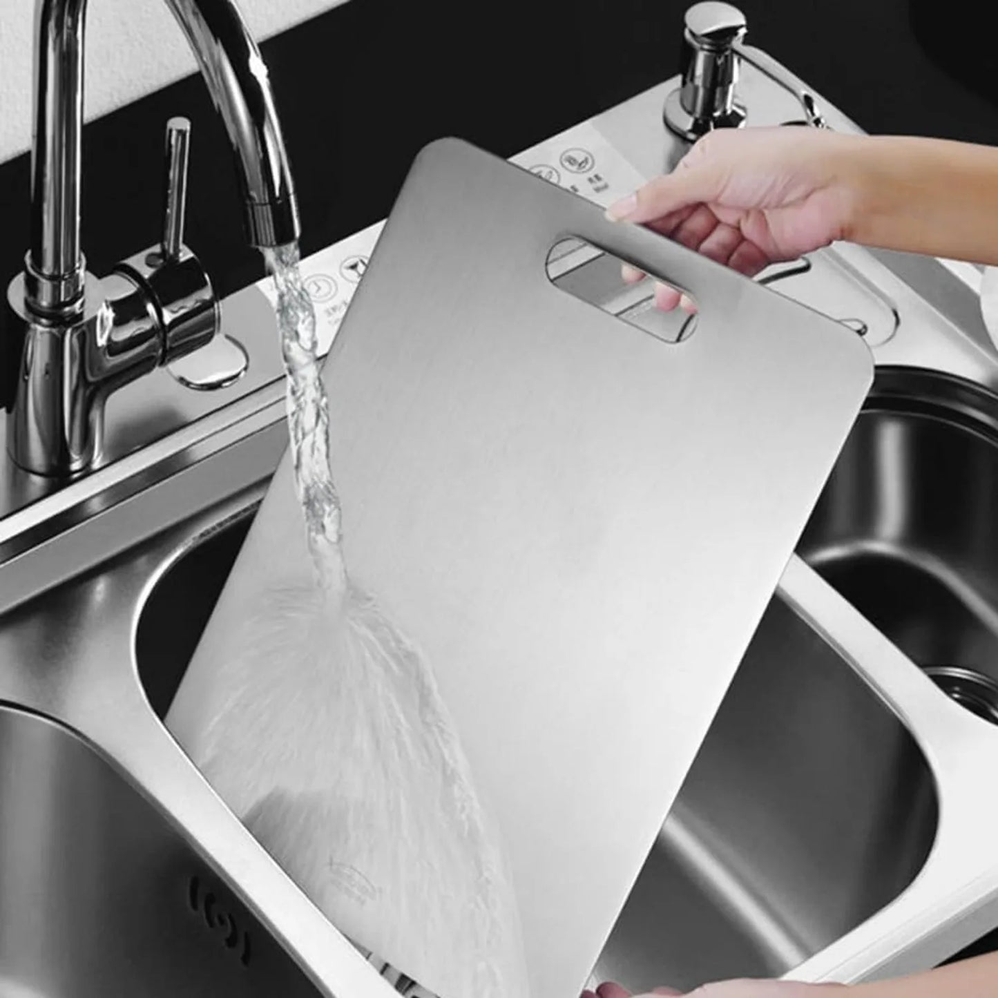 Hygienic Double-Sided Titanium Cutting Board for Kitchen Use