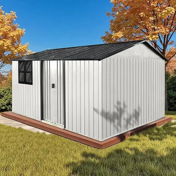 Outdoor Steel Storage Shed With Window And Sliding Doors