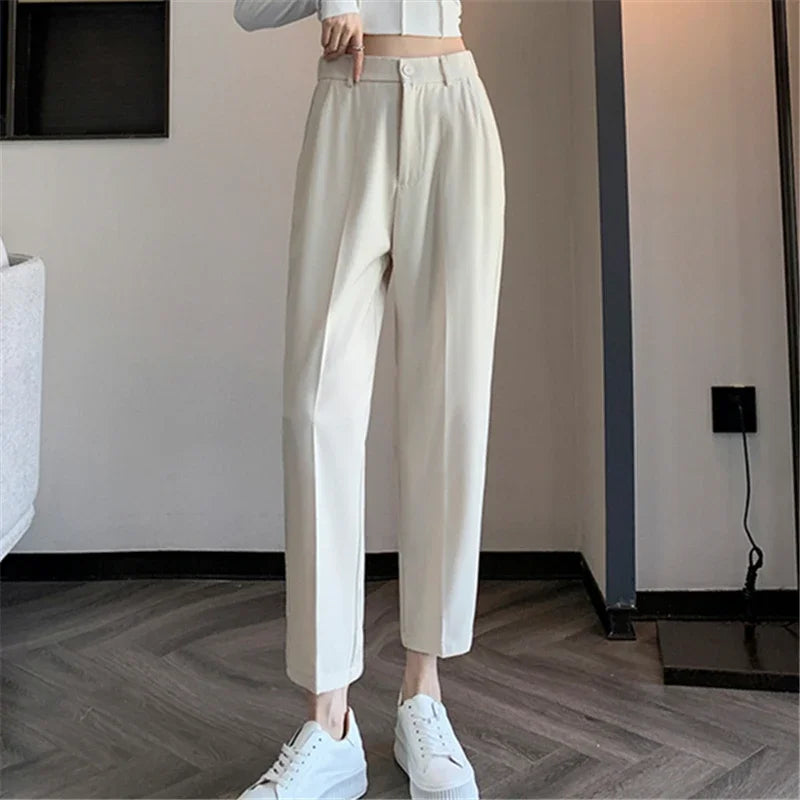 Women’s High-Waisted Casual Loose Ankle-Length Work Pants