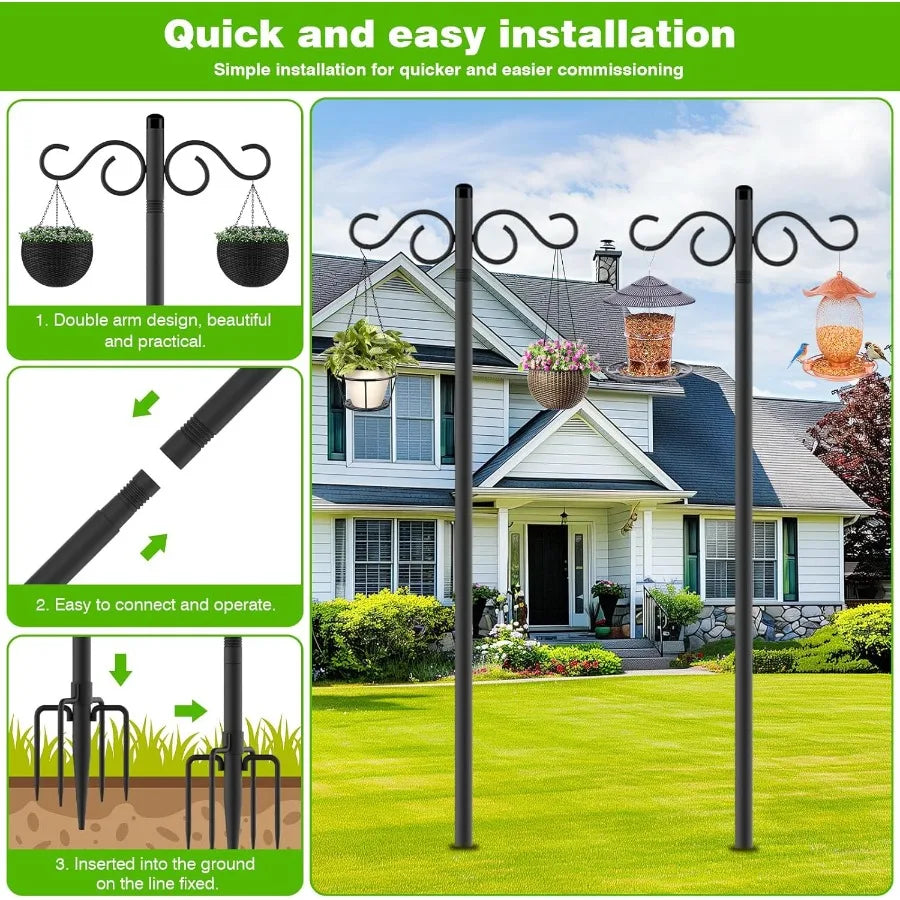Double Shepherds Hooks for Outdoor Bird Feeders and Decor