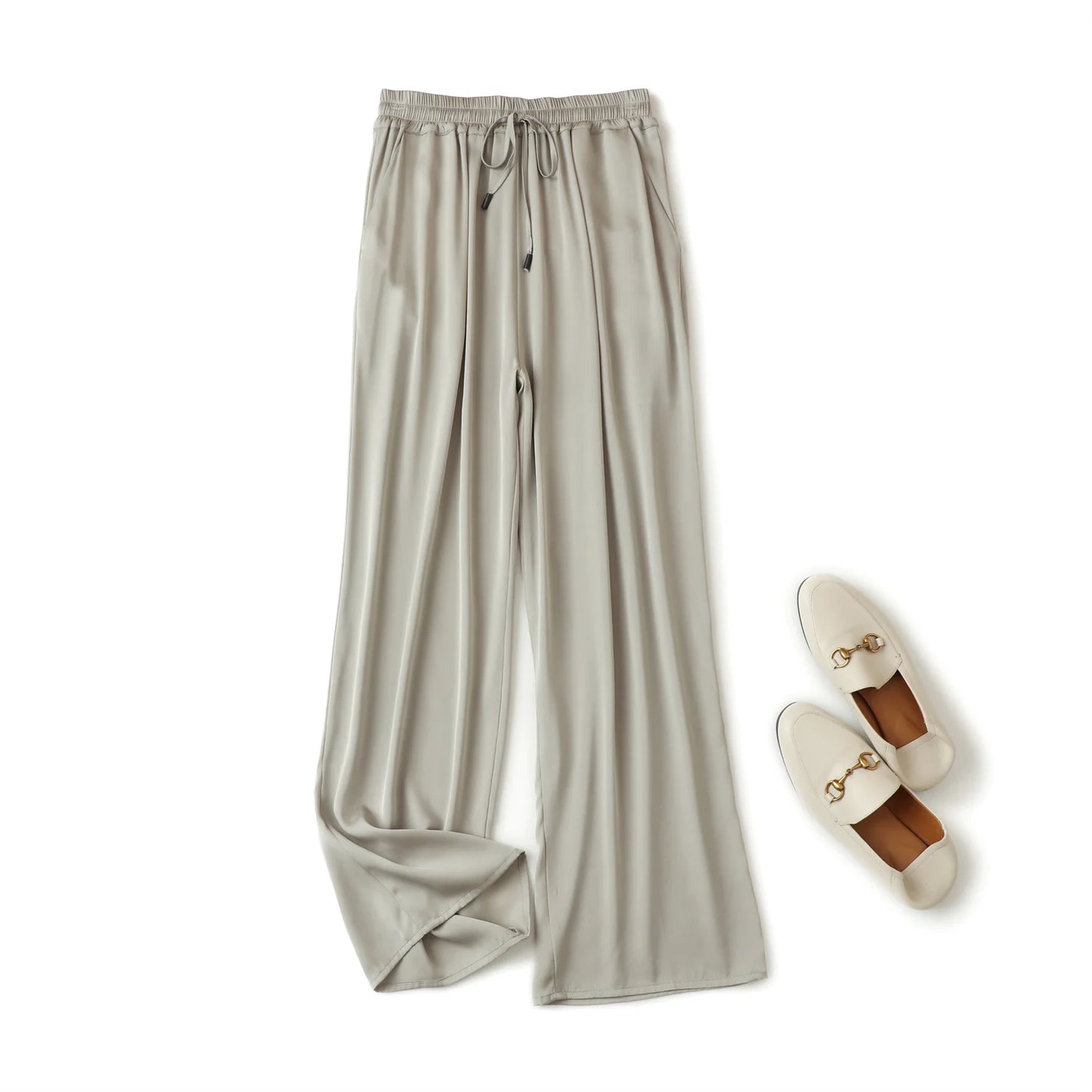 Women's Natural Silk Casual Pants for Summer Comfort