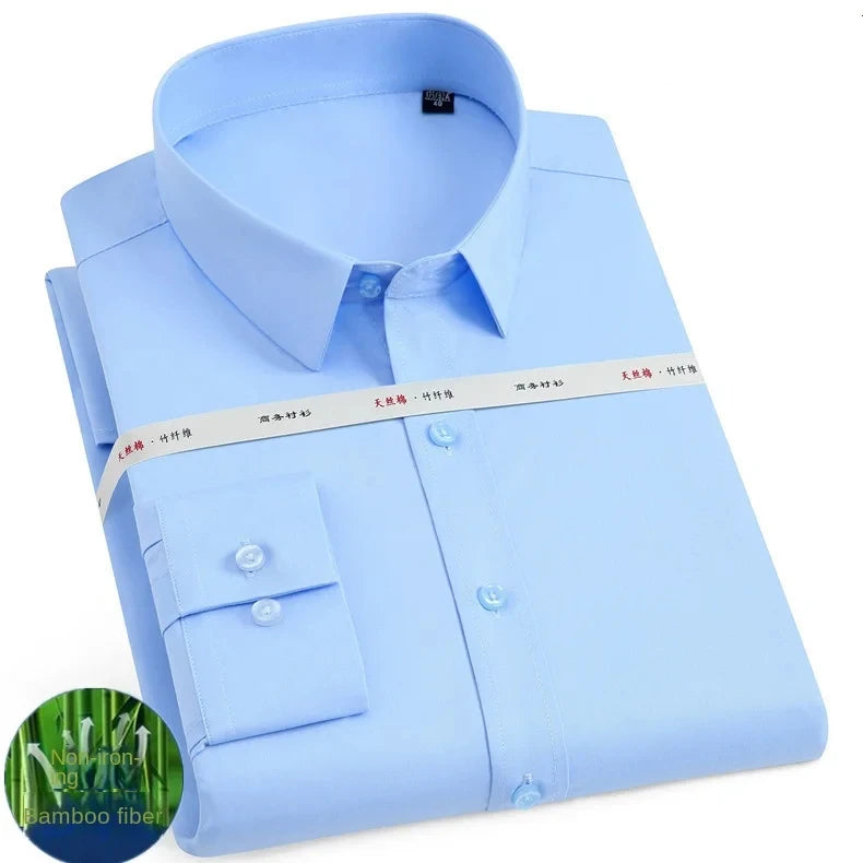 Men's Bamboo Fiber Long Sleeve Business Shirt for Any Occasion
