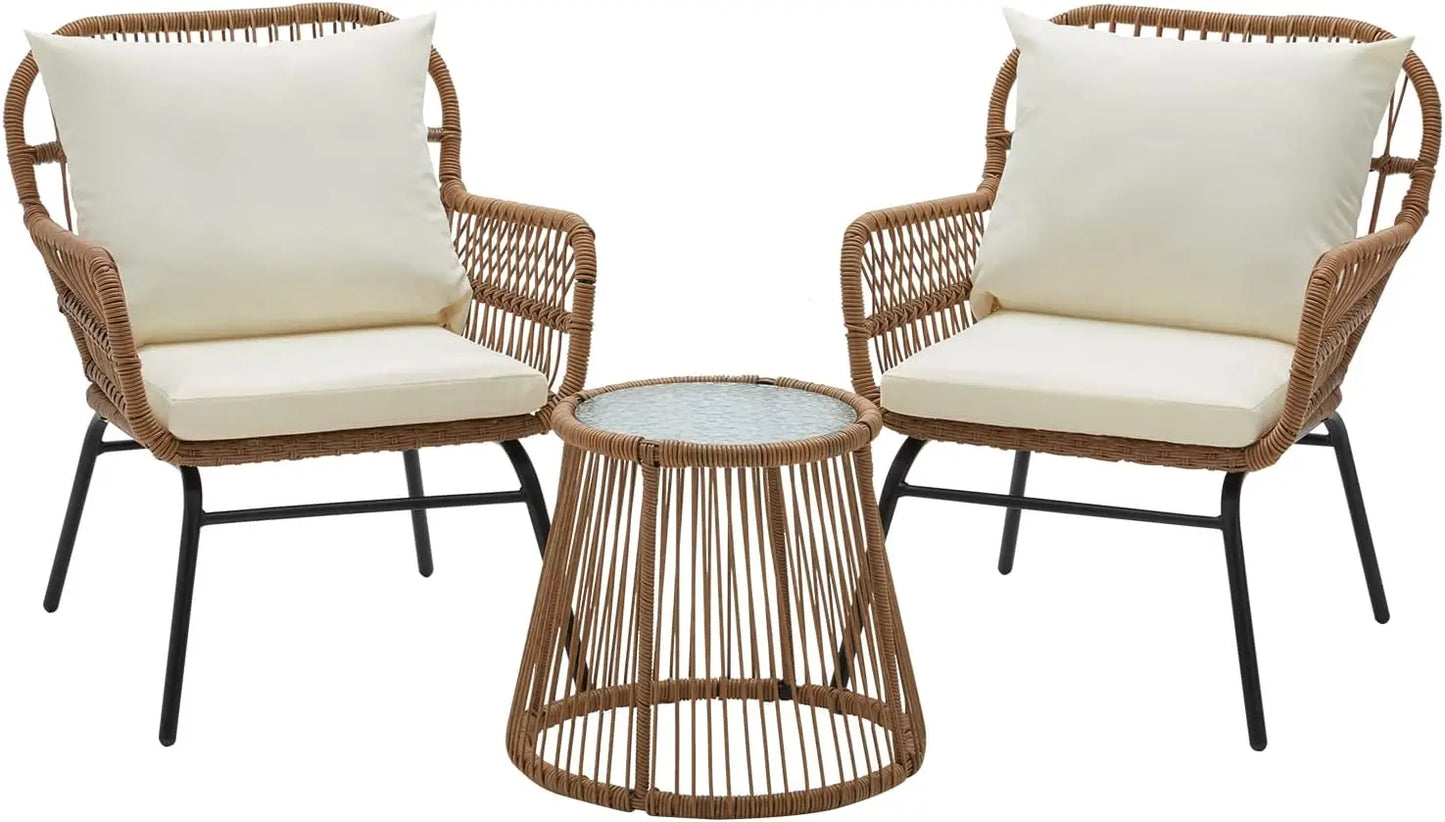L-Shaped Outdoor Patio Conversation Set with Thick Cushions