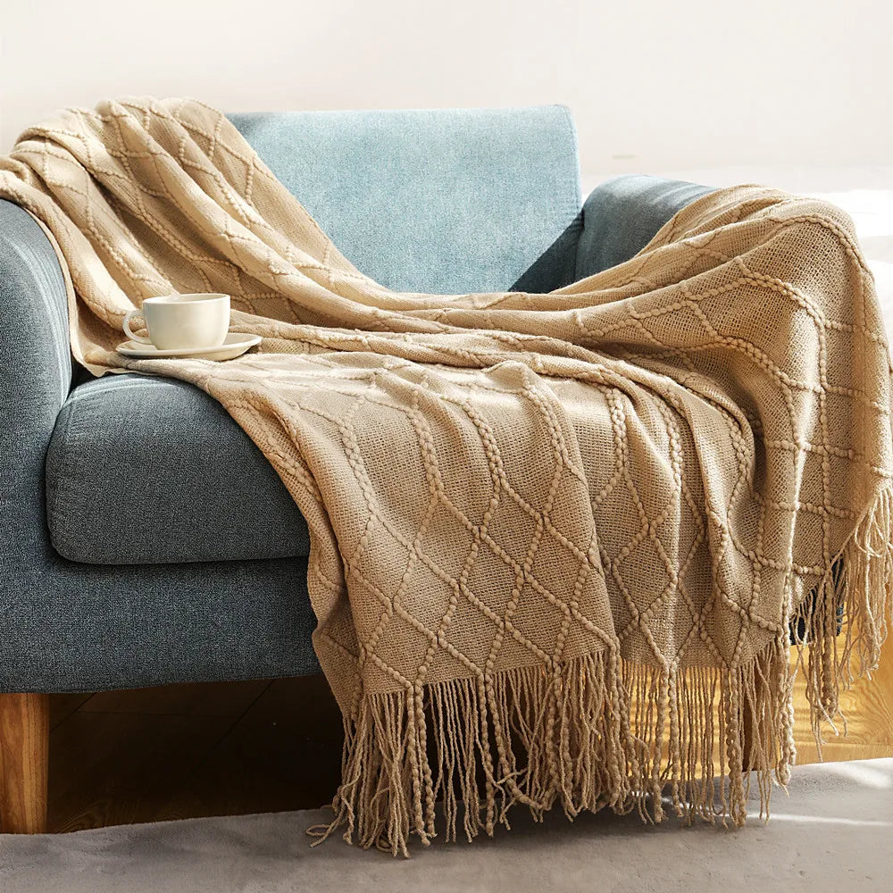 Nordic Stripes Throw Blanket Sofa Cover Bed End Towel Bedroom Decoration Leisure Soft Shawl Warm Boho Decor Bedspread