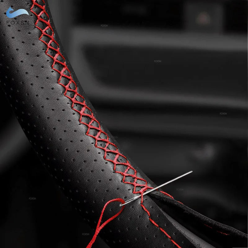 Hand-Stitch Microfiber Leather Steering Wheel Cover for Fiat 500 Models 2007-2015