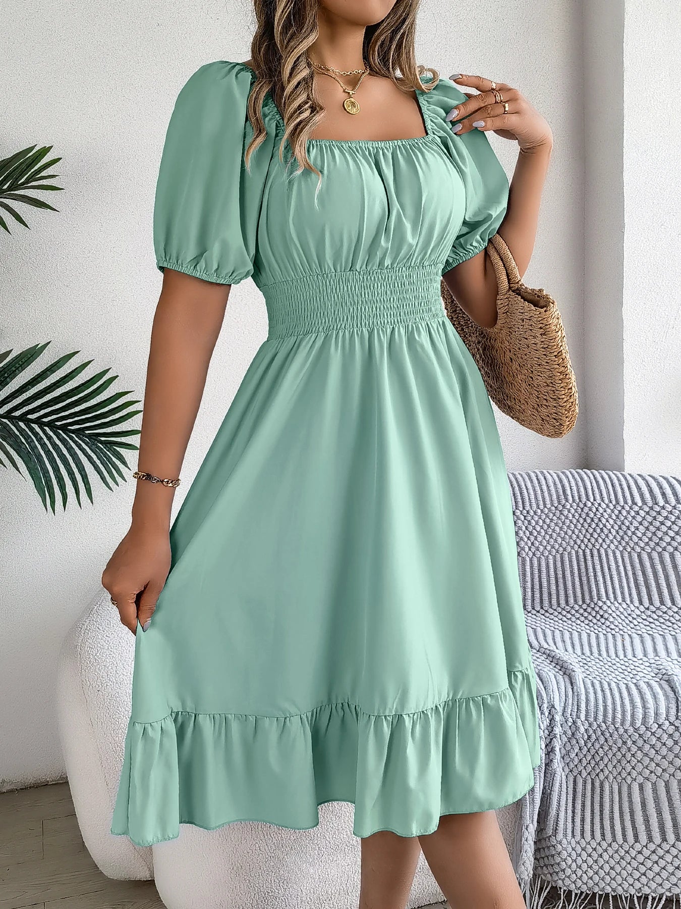 LUSMAYCN Elegant Spring And Summer High Waisted Dresses