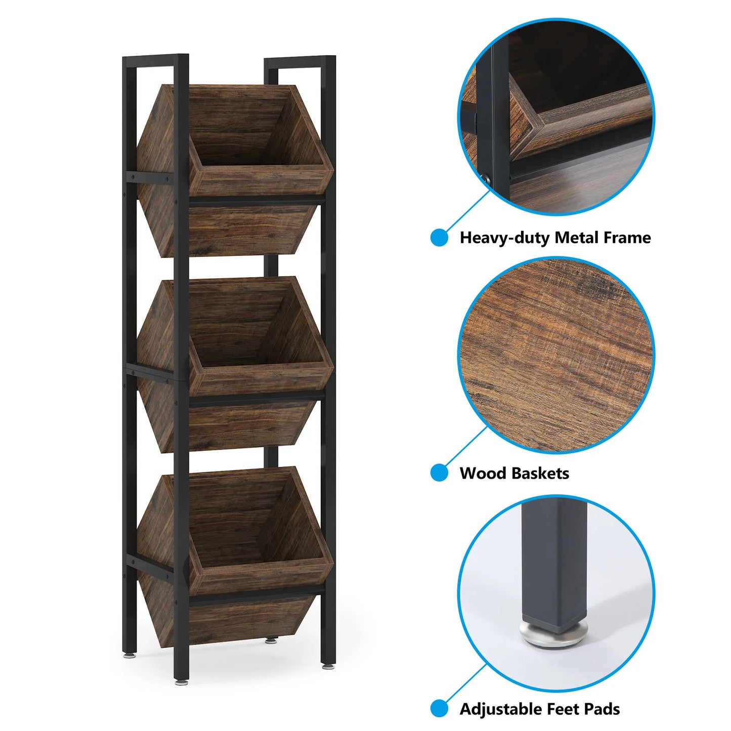 Tribesigns Freestanding Wood Wine Rack 3 Tier Display Shelf