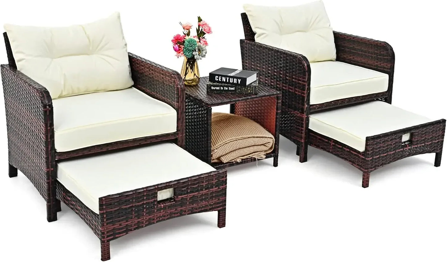 Wicker Outdoor Patio Furniture Set With Conversation Chairs And Coffee Table