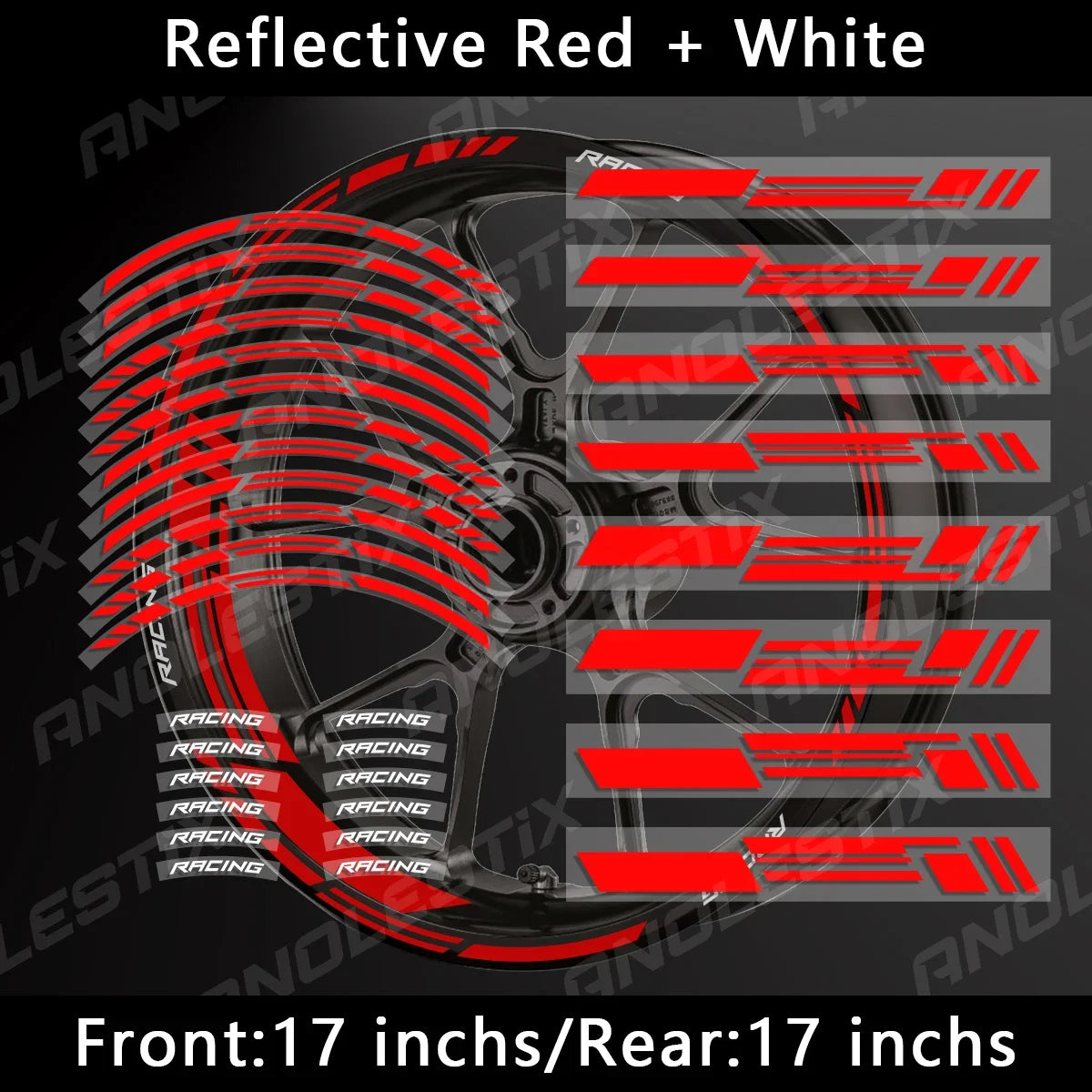 AnoleStix Reflective Motorcycle Wheel Stickers Rim Decal Kit