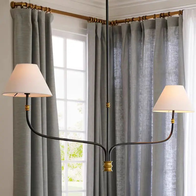 Collins Round Chandelier Fabric Branch Lamp Minimalist French Decorative Pendant Light for Hall Bedroom Study Rustic Hanging Light