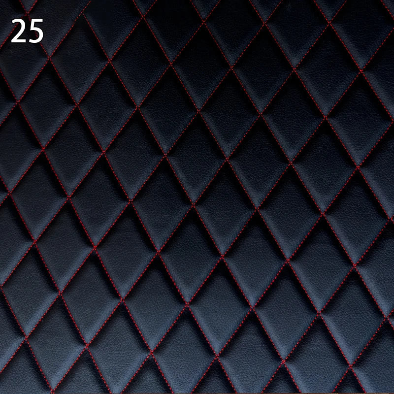 100x158cm Faux Leather Fabric Sponge Quilted Embroidered Car Interior Material and Home Decor PVC Fabric