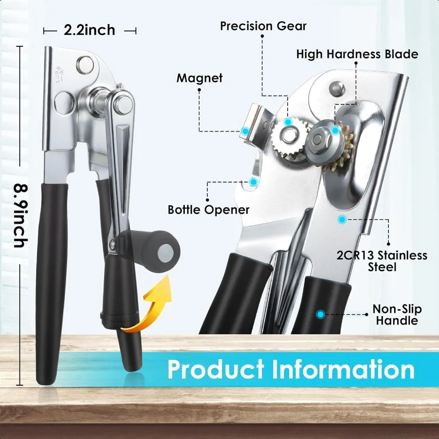 Heavy Duty Manual Can Opener with Magnet for Effortless Use