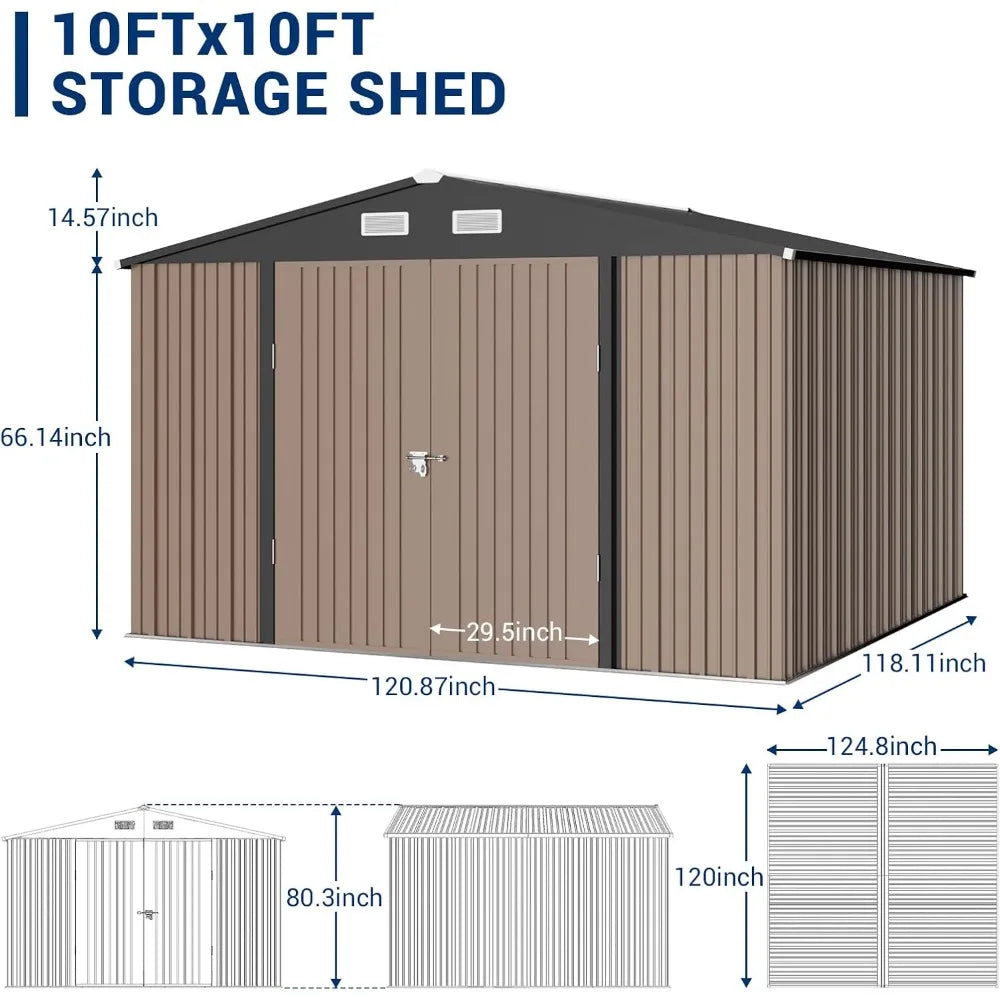 Outdoor Metal Storage Shed Galvanized Steel for Backyard