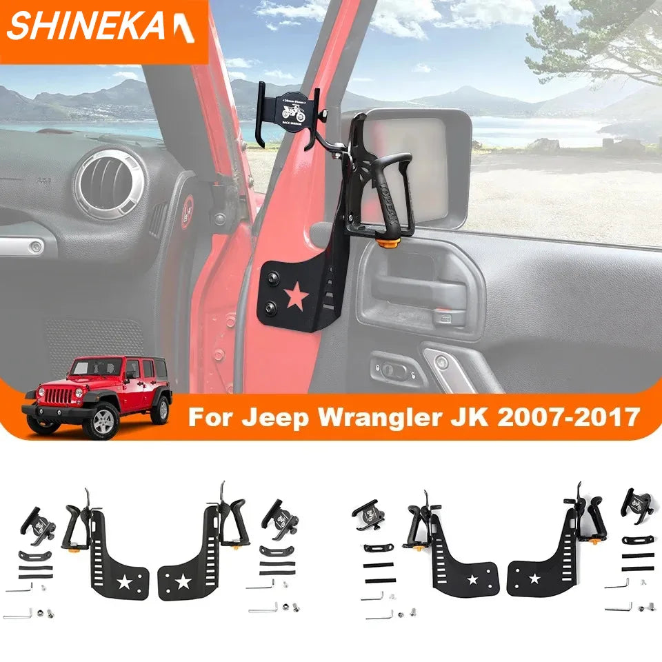 Shineka Jeep Wrangler Front Door Cup Holder And Phone Mount