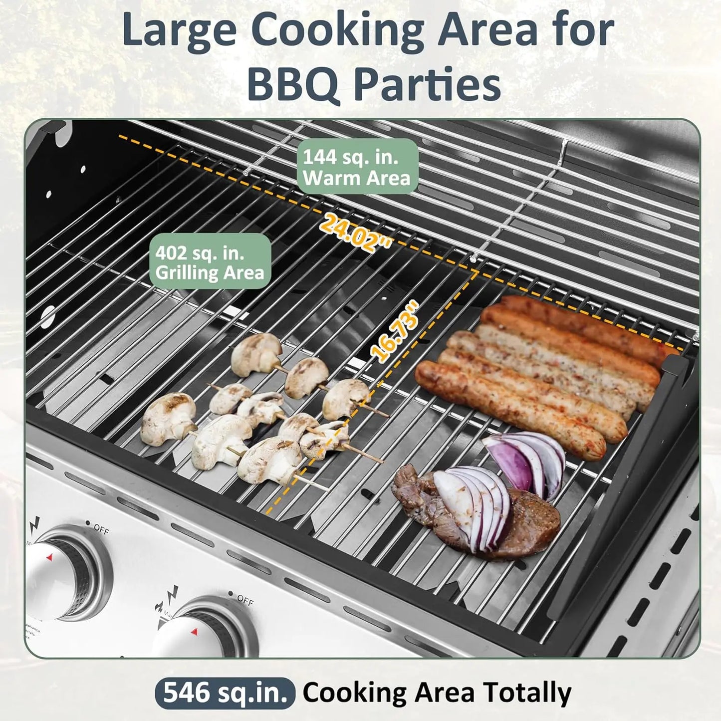 Stainless Steel Propane Gas Grill With Side Burner For Outdoor Cooking