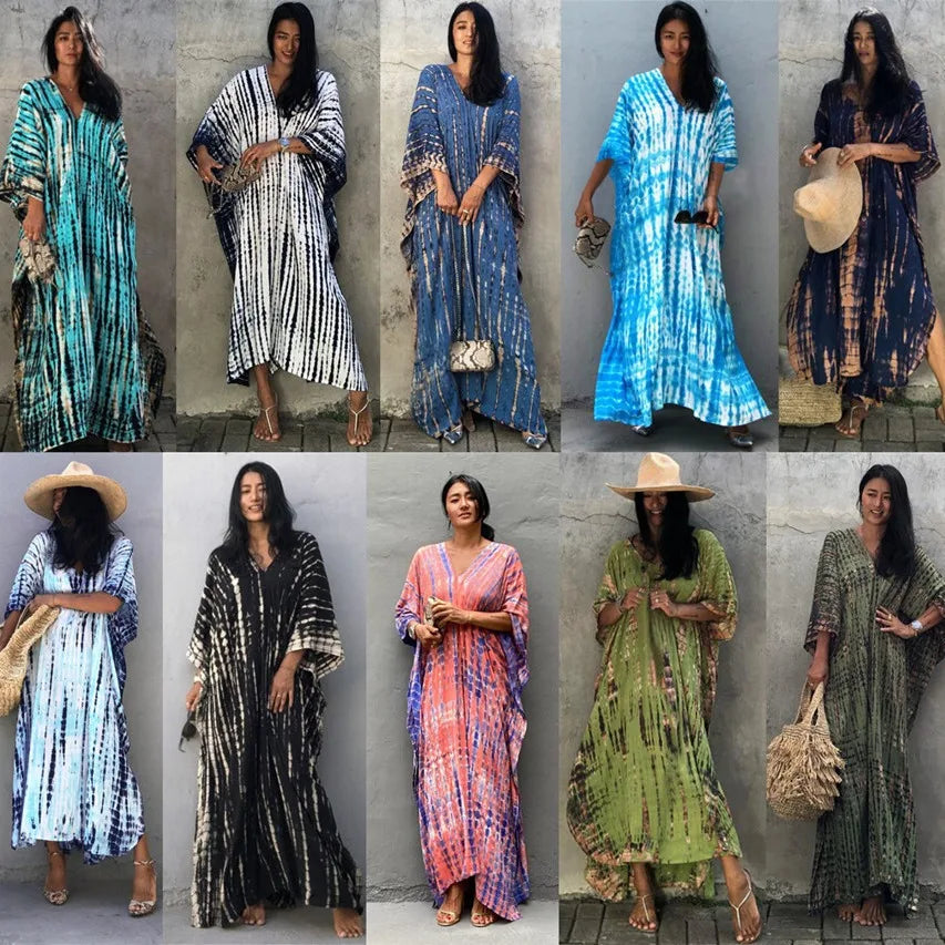 Plus Size Women Beach Coverup Casual Kaftan Swimwear Dress