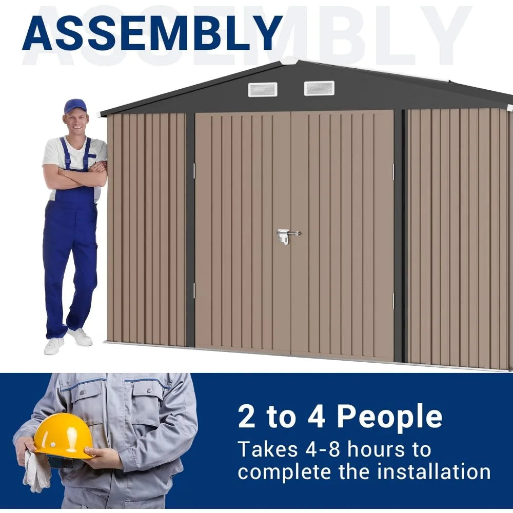 Outdoor Metal Storage Shed Galvanized Steel for Backyard