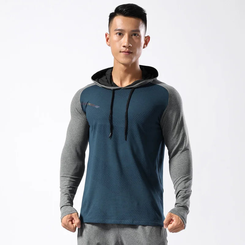 WIROFKERCN Men Long Sleeve Sports Hoodie Training Jacket