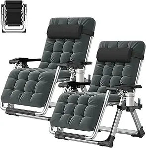 Zero Gravity Outdoor Lounge Chair Pair With Cushions