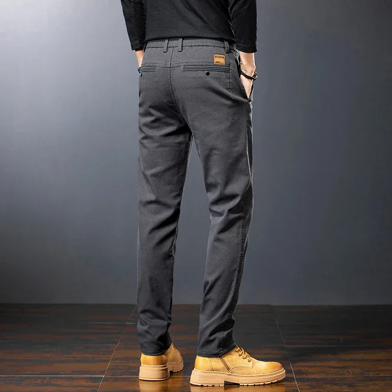 Men's Twill Slim Pants by Fashion Korean