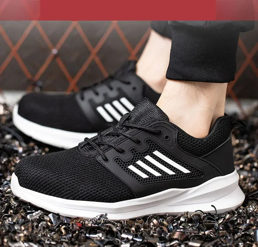 All Seasons Men's Safety Shoes Breathable Steel Toe Cap Impact Proof Puncture Mid Cut Sneakers
