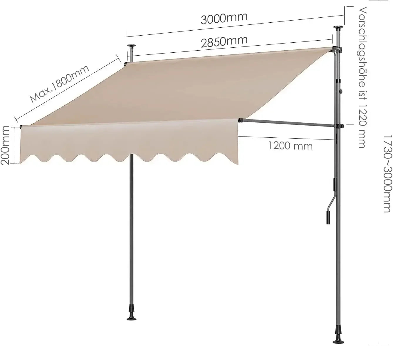Retractable Outdoor Patio Awning Sunshade Canopy for Backyard