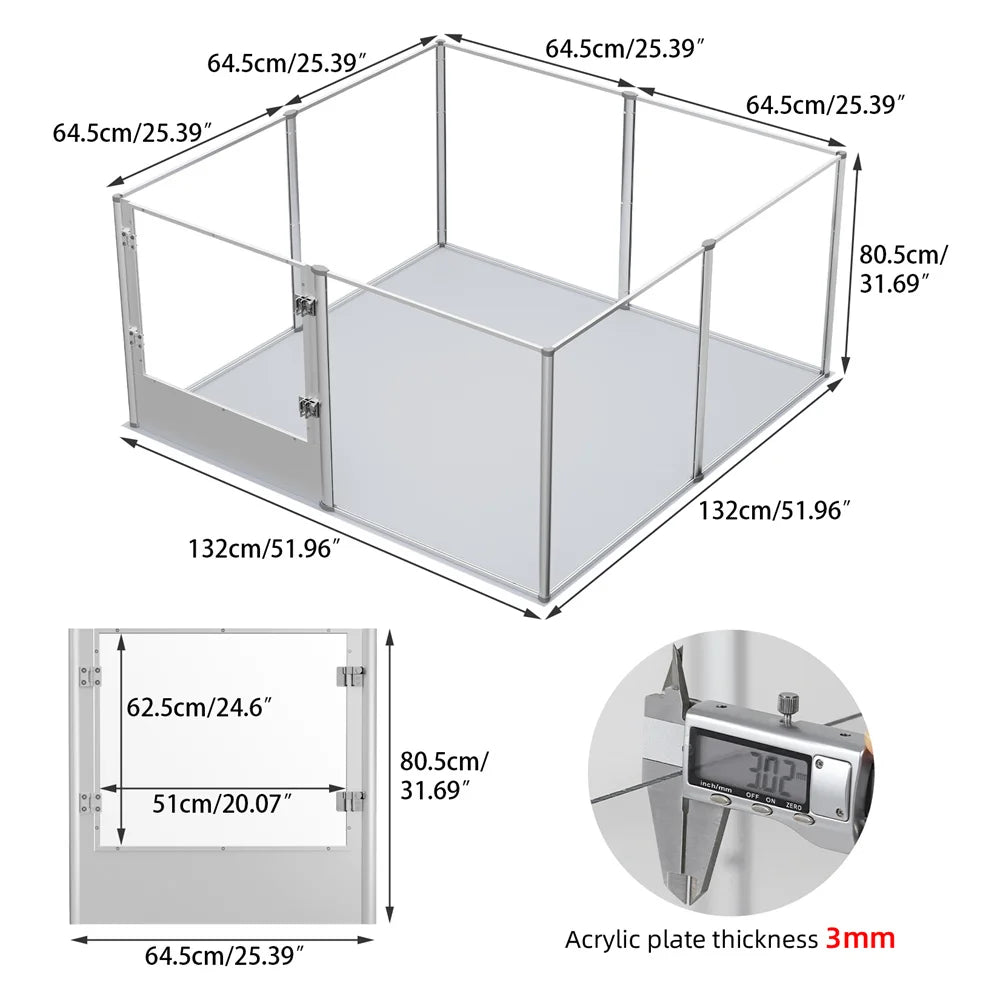 1Pc Large Acrylic Dog Playpen Cage Indoor Enclosure Puppy Playpen with Waterproof Fertility Pad