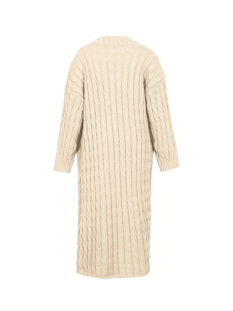 Women's Long Cardigan With Pockets Knit Sweater Acrylic