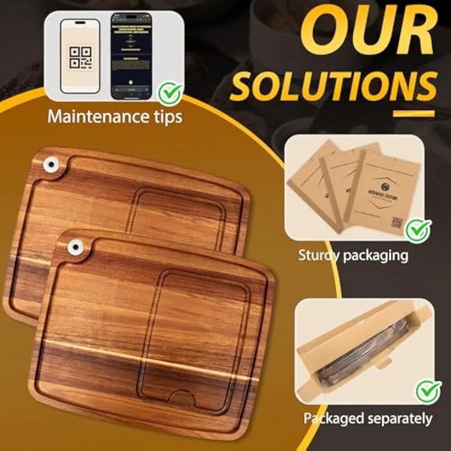 Wooden Steak Plates with Juice Channel for BBQ Lovers